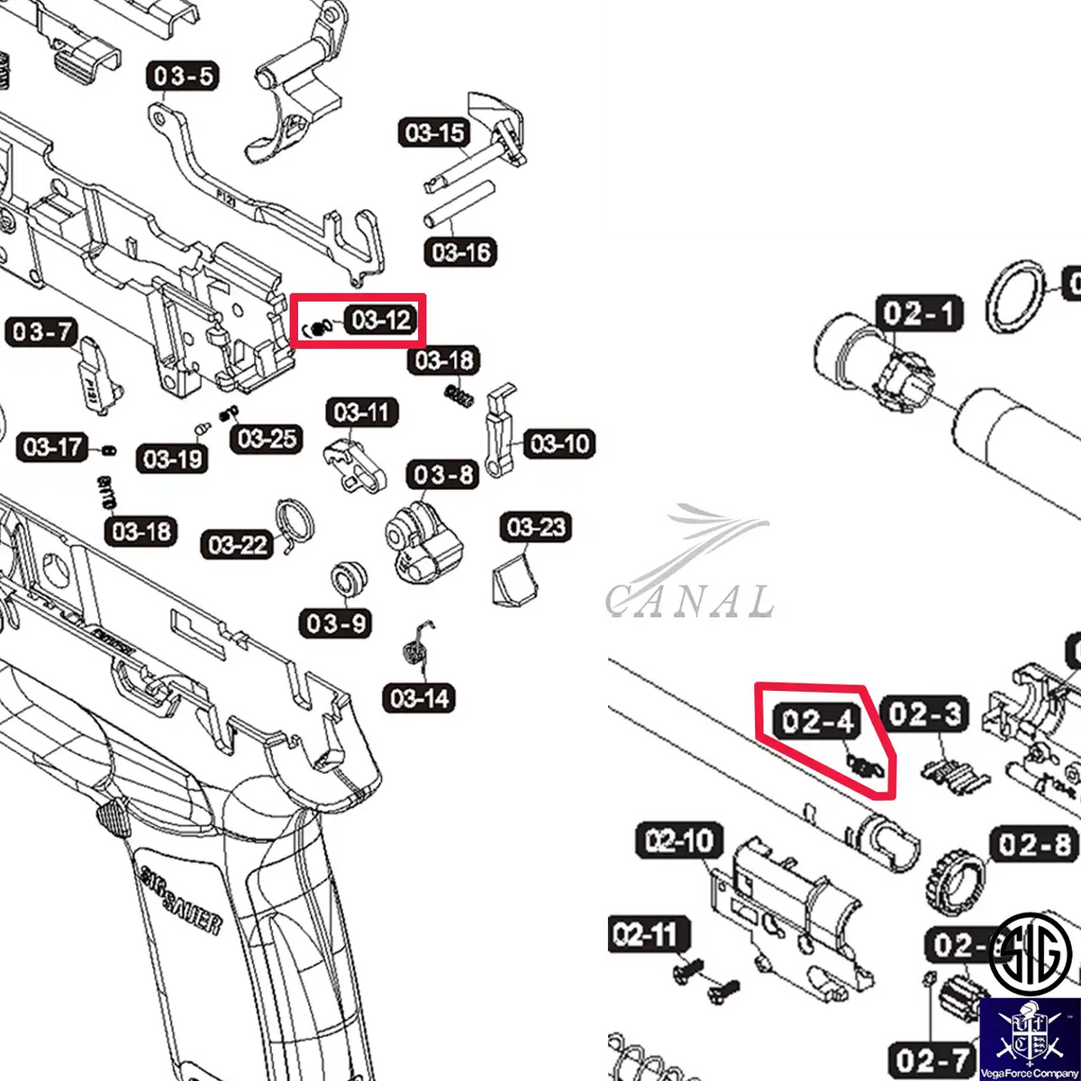 SIG/VFC純正パーツ] P320-M17/M18/XCARRY (VGCCSPG010) ショート