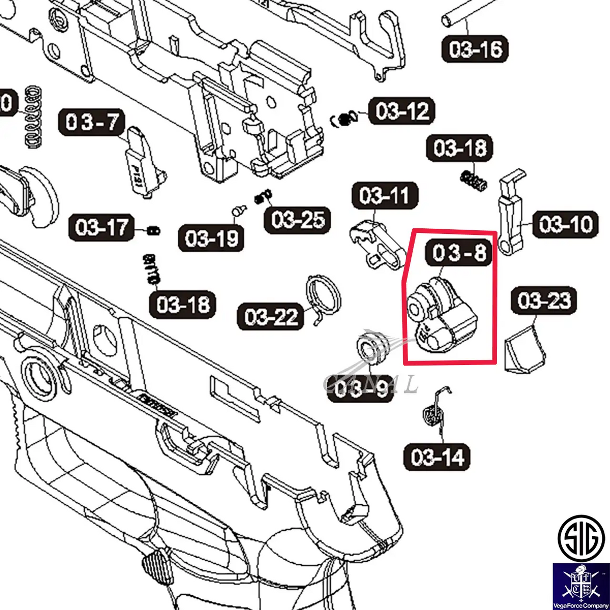 SIG/VFC純正パーツ] P320-M17/M18/XCARRY (VGCIPLK011) ハンマー