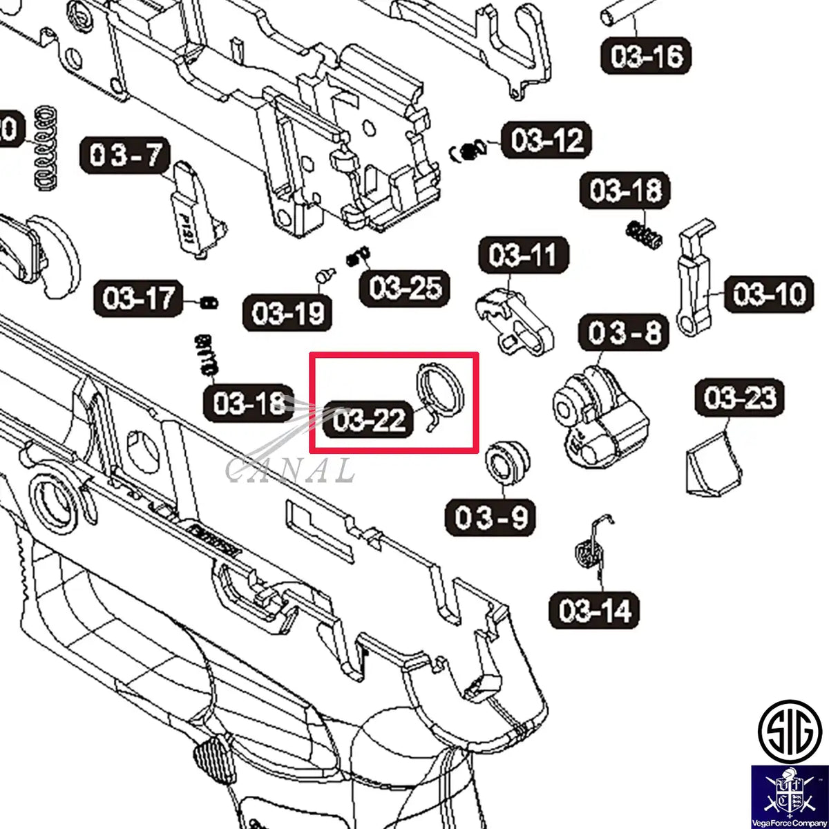 SIG/VFC純正パーツ] P320-M17/M18/XCARRY (VGCISPG010) ハンマー