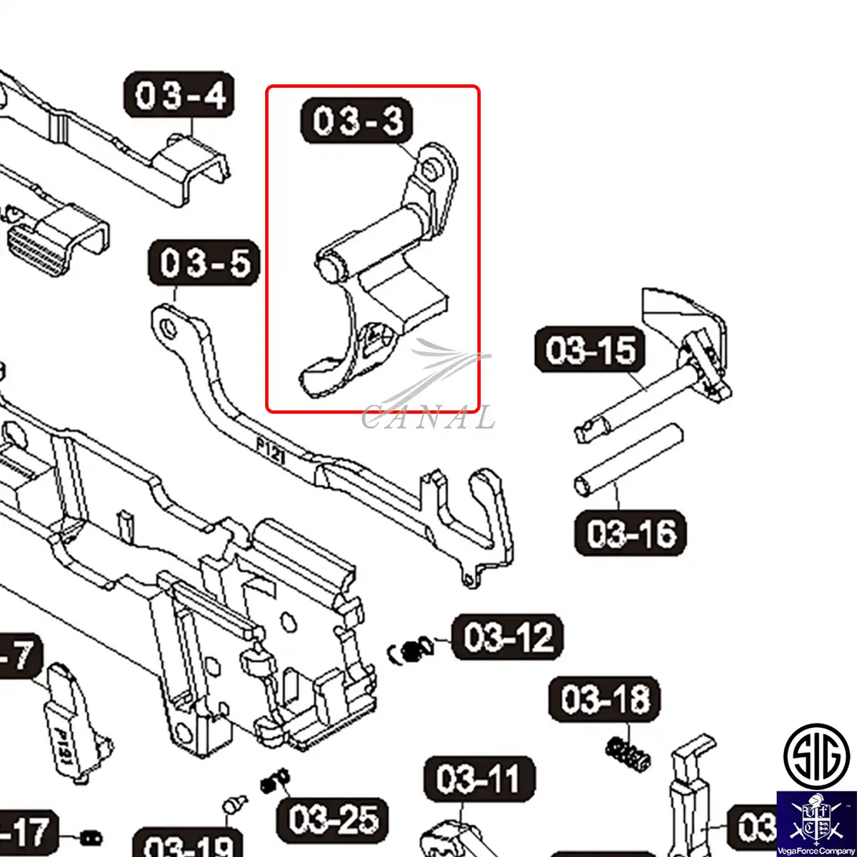 SIG/VFC純正パーツ] P320-M17/M18/XCARRY (VGCITHG011) カーブトリガー