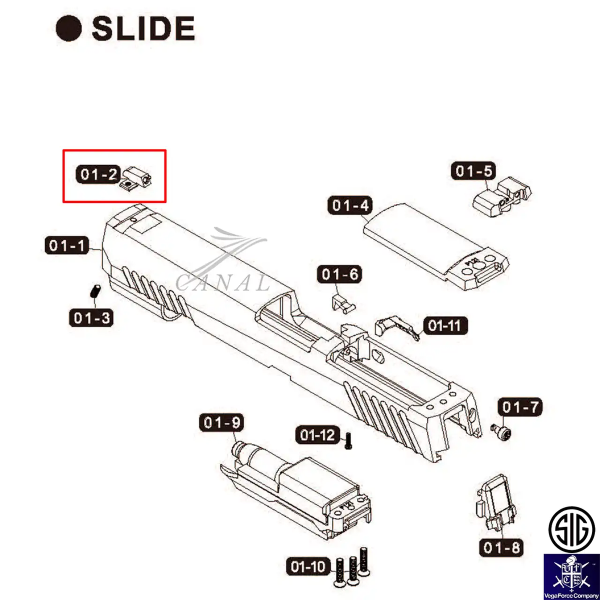 SIG/VFC純正パーツ] P320-M17/M18/XCARRY (VGCIFST010) フロントサイト