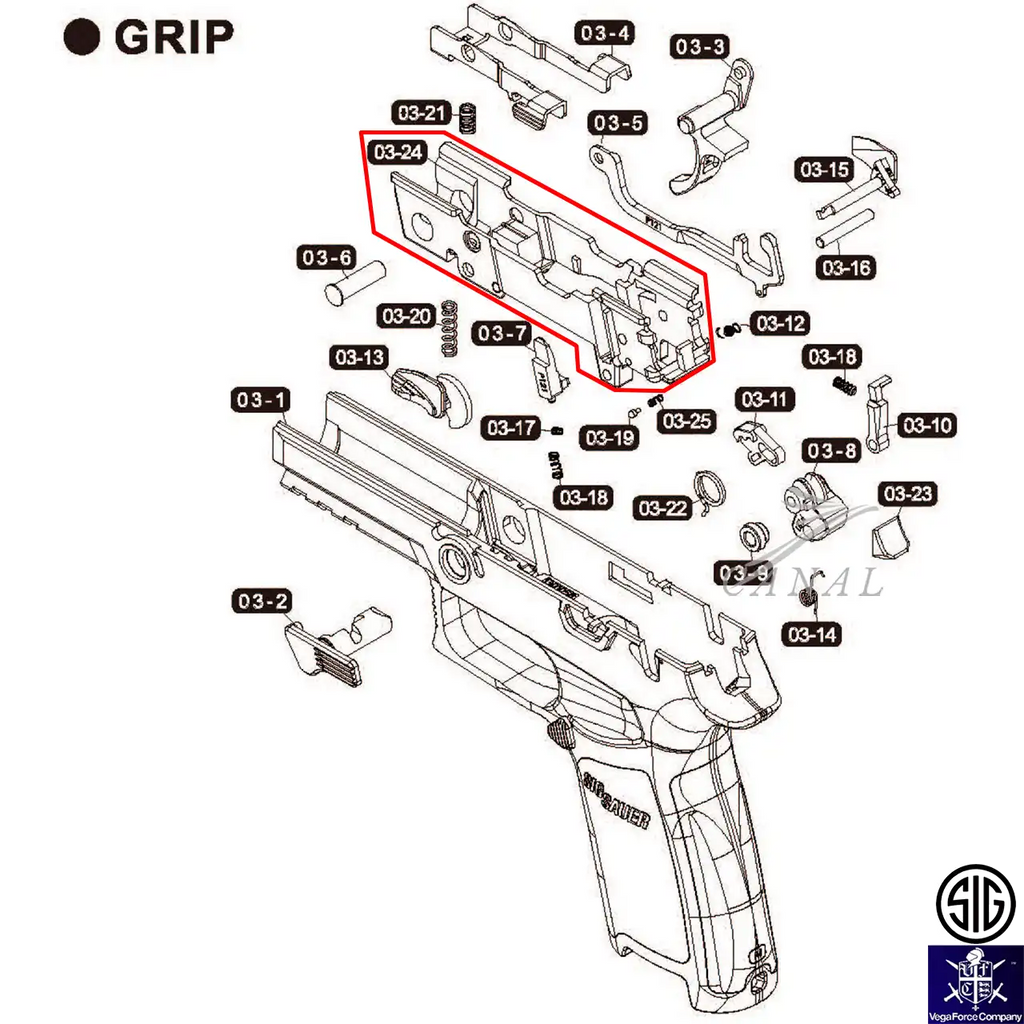 G&P] SIG P320-M17/M18 アルミインナーシャーシ (トリガー